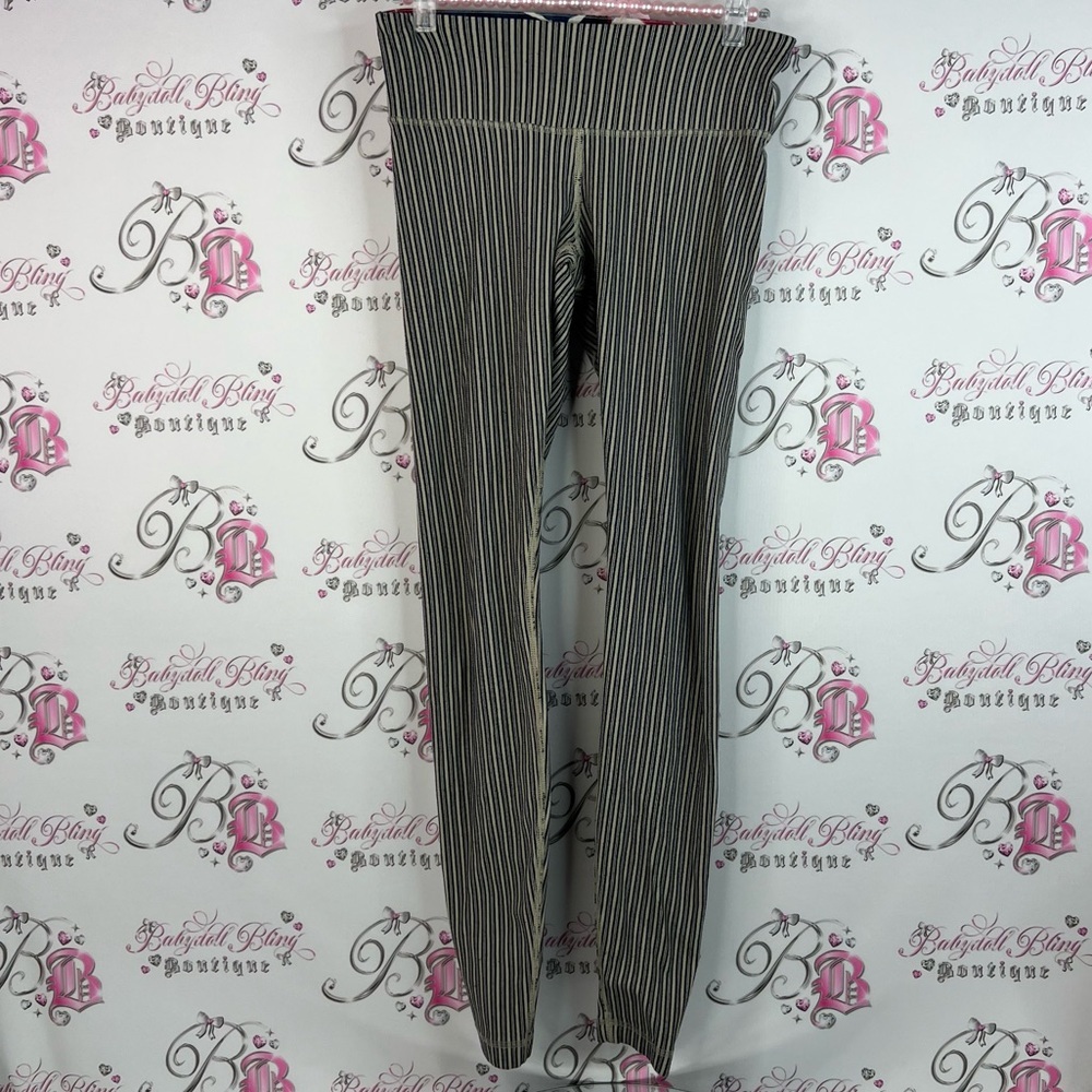 Lululemon tights leggings pin striped cream Striped Black and White Leggings